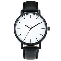 Cool Style Men Wristwatch Brief Vogue Simple Stylish Black and white Face Leather Quartz Clock Fashion Watch