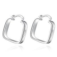 Concise Silver Plated Hollow Square Stud Earrings for Party Women Jewelry Accessiories