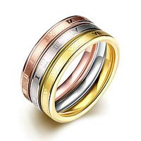 Concise Mixed Color Titanium Steel Eternity 3 in 1 Band Wedding Ring SetJewellery for Women Accessiories