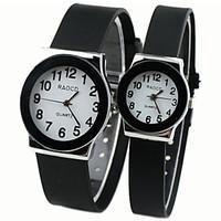 Couple\'s Causal Style Round Dial Black Rubber Band Quartz Wrist Watch Cool Watches Unique Watches