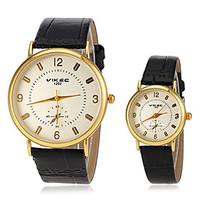 Couple\'s Casual Gold Case PU Band Quartz Wrist Watch (Assorted Colors) Cool Watches Unique Watches