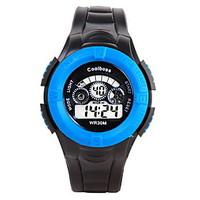 Coolboss Men/Kid\'s Black Silicone Band Digital Calendar Noctilucent Sports Watch