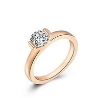 Concise Crystal Jewelry 18K Rose Gold Plated Shining Clear Austria Crystal Finger Ring