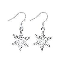 Concise Silver Plated Clear Crystal Snowflake Stud Earrings for Party Women Jewelry Accessiories