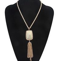 Court Long Tassels Necklace Y-Necklaces Opal Long Necklace Women\'s Jewelry Gifts Casual Bohemia Pendant Chain Necklaces