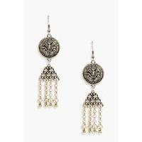 coin tassel bead earrings gold