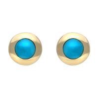 Copy of 9ct Yellow Gold Turquoise Framed Round Stud Earrings