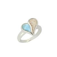 Coquina Ring Split Heart With Larimar And Silver