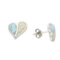 Coquina Earrings Split Heart With Larimar And Silver