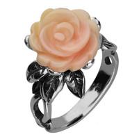 Conch Ring Tuberose Rose Leaf Twist Silver