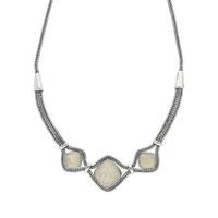 Coquina Necklace 3 Stone Cushion Foxtail Silver