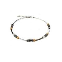 Coeur De Lion Grey and Orange Acrylic Bar Necklace 4198 N