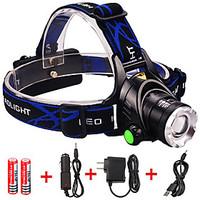 Cree XM-L2 T6 LED Headlamp Flashlights 3000 Lumens Lights 3 Mode 218650 Battery Charger Adjustable Focus / Waterproof / Rechargeable/Night Vision