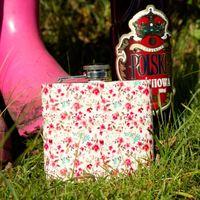 Cream Floral Hipflask