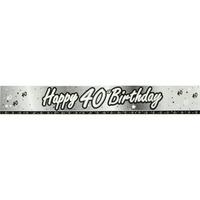 creative party 9 foot black silver foil banner 40th
