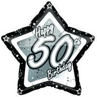Creative Party 18 Inch Black/silver Star Balloon - Age 50