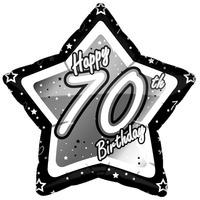 Creative Party 18 Inch Black/silver Star Balloon - Age 70