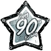 creative party 18 inch blacksilver star balloon age 90