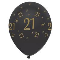 Creative Party Black And Gold 12 Inch Latex Balloons - 21 All Round Print