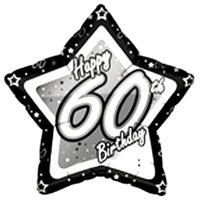 Creative Party 18 Inch Black/silver Star Balloon - Age 60