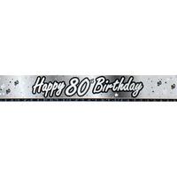 Creative Party 9 Foot Black & Silver Foil Banner - 80th