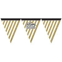 creative party black and gold paper flag bunting happy birthday
