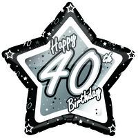 Creative Party 18 Inch Black/silver Star Balloon - Age 40