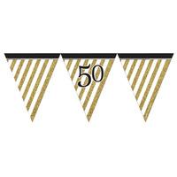 Creative Party Black And Gold Paper Flag Bunting - 50