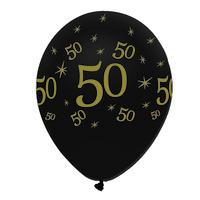 Creative Party Black And Gold 12 Inch Latex Balloons - 50 All Round Print