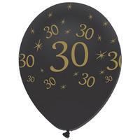 Creative Party Black And Gold 12 Inch Latex Balloons - 30 All Round Print