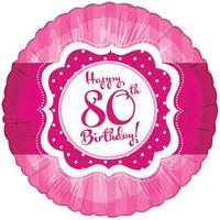 Creative Party 18 Inch Foil Balloon - Perfectly Pink Happy 80th Birthday