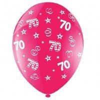 Crystal Latex Balloon Age 70 Fuschia (pack Of 5)