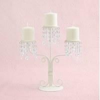 Cream & Crystal 3 Stem Candelabra