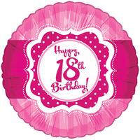 Creative Party 18 Inch Foil Balloon - Perfectly Pink Happy 18th Birthday