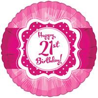 Creative Party 18 Inch Foil Balloon - Perfectly Pink Happy 21st Birthday