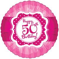 creative party 18 inch foil balloon perfectly pink happy 50th birthday