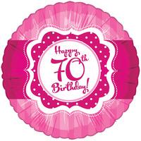 creative party 18 inch foil balloon perfectly pink happy 70th birthday