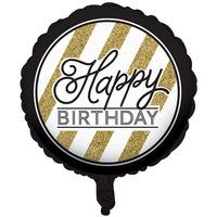 Creative Converting Black And Gold 18 Inch Foil Balloon - Happy Birthday