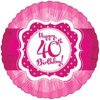 creative party 18 inch foil balloon perfectly pink happy 40th birthday
