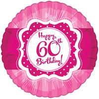 Creative Party 18 Inch Foil Balloon - Perfectly Pink Happy 60th Birthday