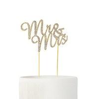 Crystal Rhinestone Mr & Mrs Cake Topper - Gold