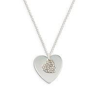 Crystal Double Swing Heart Necklace - Silver