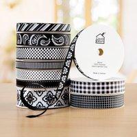Create and Craft Luxury Collecton Black and White Pretty Print Ribbons - 10 x 3 Metres 372101