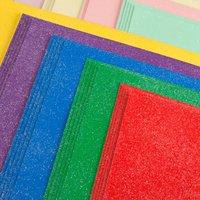 Create and Craft Pack of 50 Bright and Pastel A4 Glitter Card 250GSM 298670