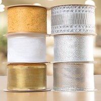 Create and Craft Luxury Collections - Set of 6 Luxurious Wired Christmas Ribbons 3m 372719