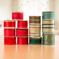 Create and Craft Luxury Red and Green Christmas Wired Edge Ribbon Bundle 405835
