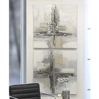 Cross Oil Painting Wall Art In Canvas Wood And Metal