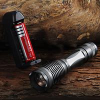 CREE XM-L T6 2000 Lumens 5 Mode LED Zoom Flashlight T6 Light (3AAA / 118650) 2 Batteries charger