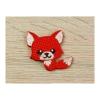 Cross Stitch Fox Embroidered Iron On Motif Applique Orange