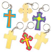 cross wooden keyrings pack of 32